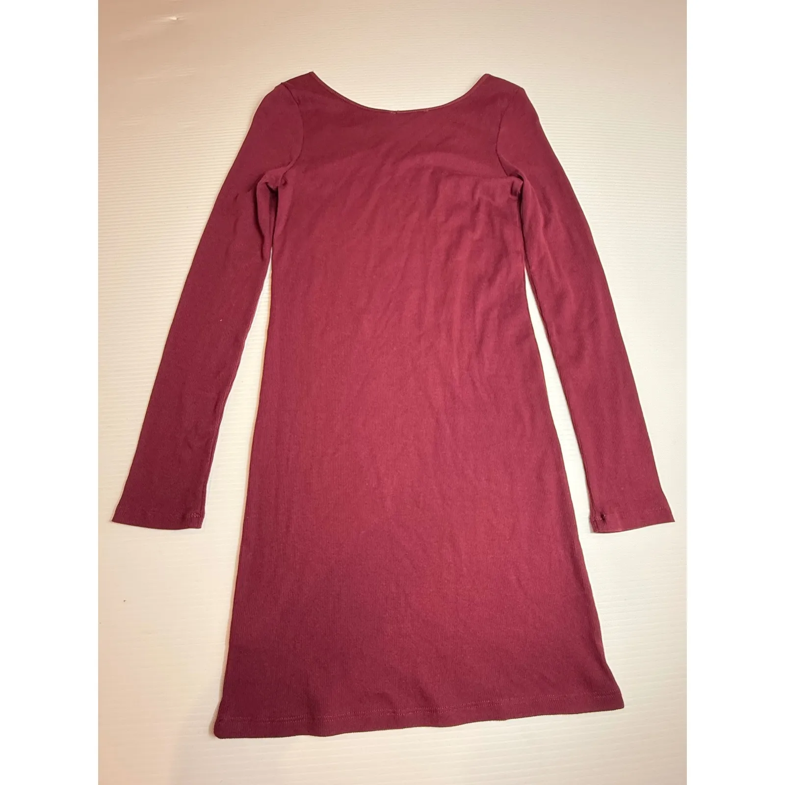 Anything Bling Boutique Dress Ribbed Long Sleeve Maroon Casual Medium - Image 5