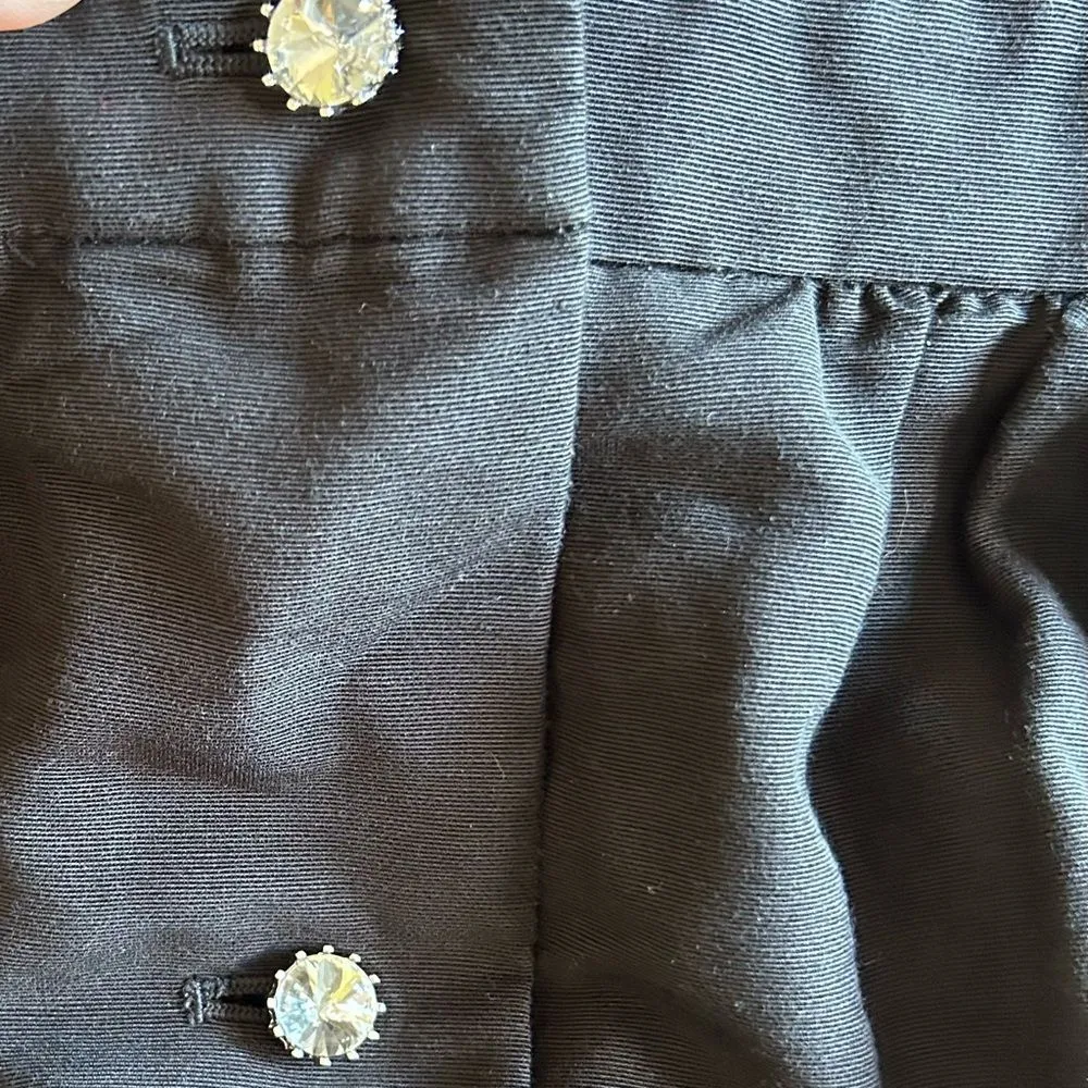 Talbots Black Cotton Rayon Lined Rhinestone Button A Line Skirt Size 10 - Image 7