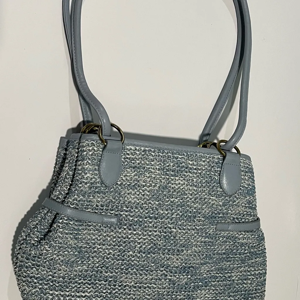 Studio Works Blue Textured Shoulder Bag with Elegant Design - Image 8