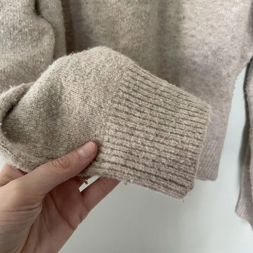 H&M women's size small beige tan turtleneck sweater casual comfortable warm knit - Image 4