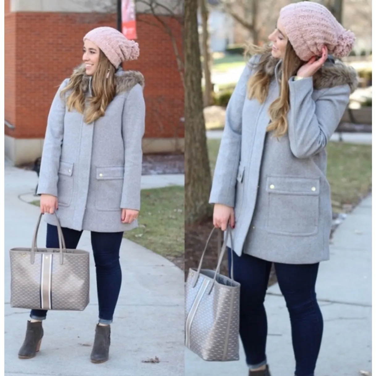 J.Crew Vail Parka Faux Fur Hooded Winter Coat Gray Size 4 - Image 3