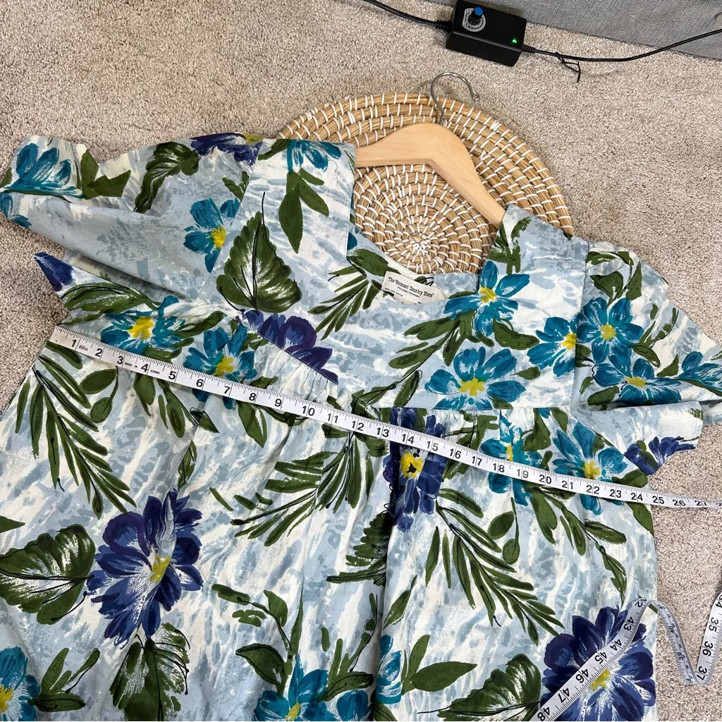 The Vermont Country Store Cotton Shortsleeve Muumuu Hawaiian Midi Dress Floral L Green Size L - Image 14