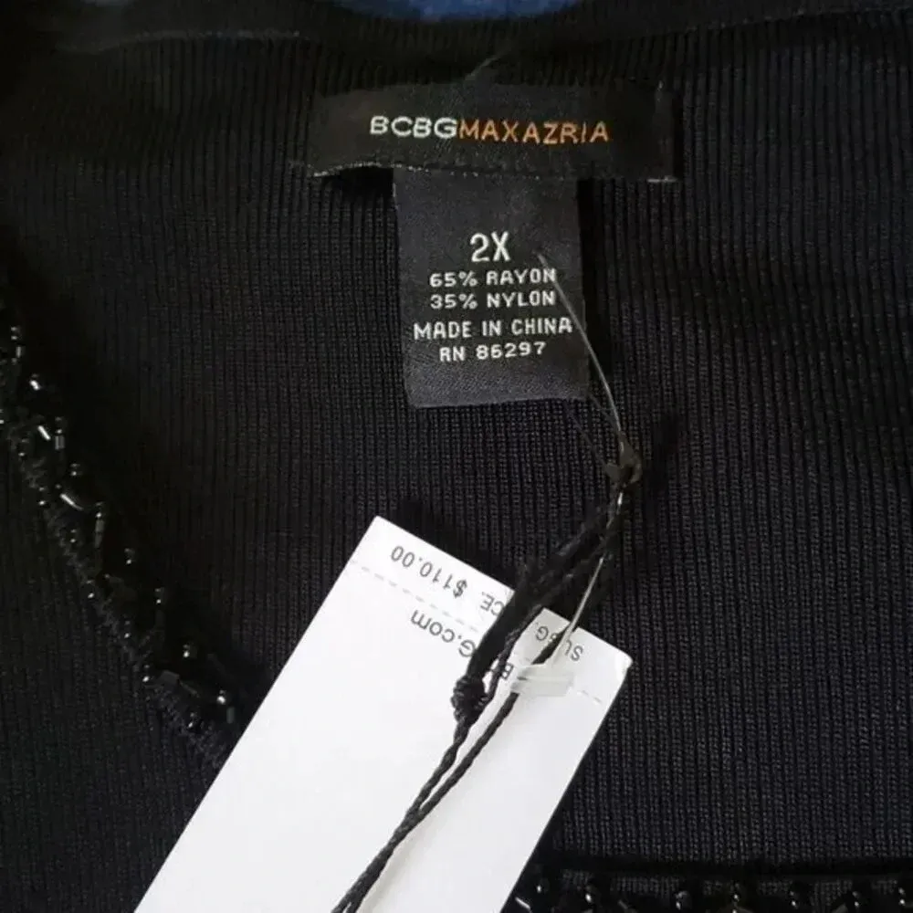 BCBG‎ Maxazria Sequins Diamond Sleeveless Sweater Black Silver 2X - Image 6