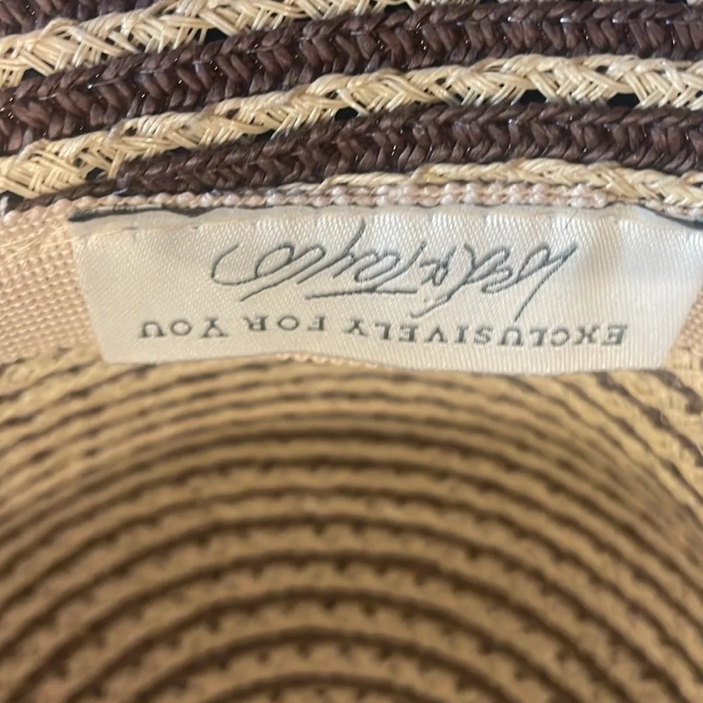 Vintage lord & Taylor straw fedora hat like new brown & tan - Image 3