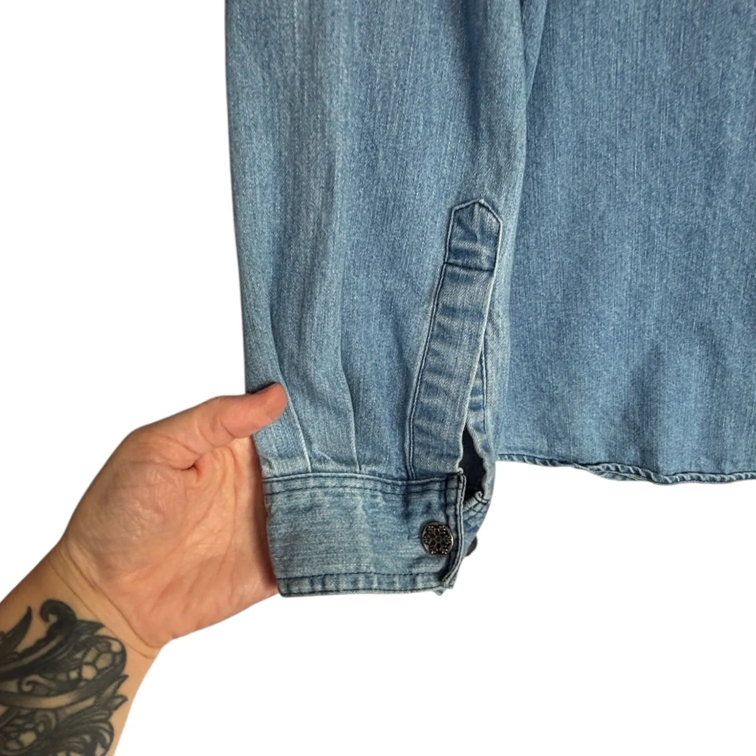 Vintage Womens Denim Shirt 18/20W Snowman Embroidered Christmas Button Front Y2K - Image 8