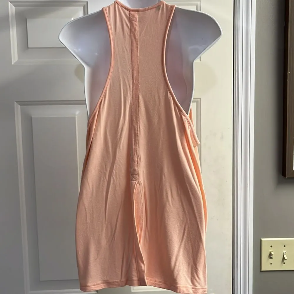 Gymshark Heather Peach Floral Embroidery Athletic Razorback Tank Top- Medium - Image 5