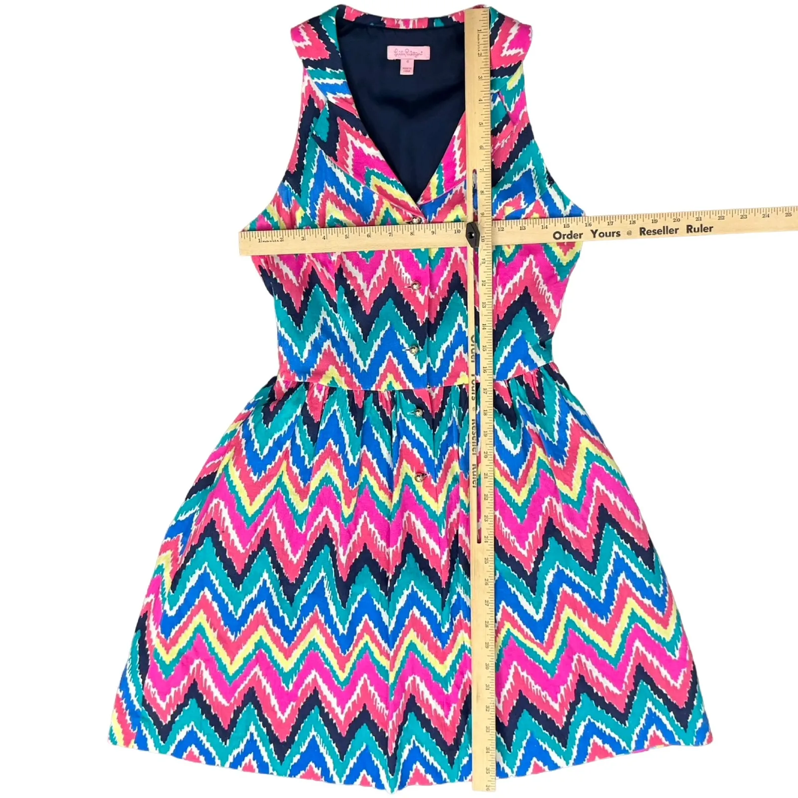 Lilly Pulitzer Sherlynn Hearts A Flutter Chevron Pink Fit & Flare Dress size 4 - Image 3