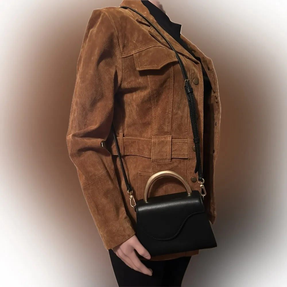 
ANGULAR FLAP METALLIC TOP HANDLE BAG BLACK - Image 9