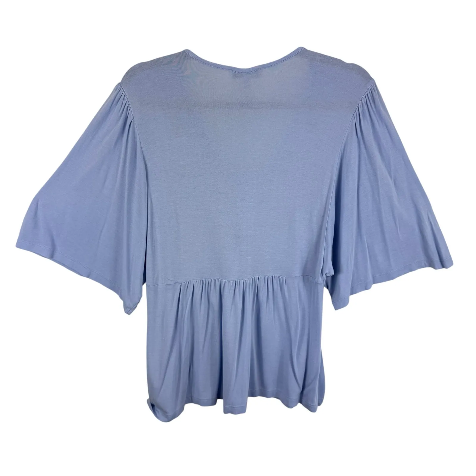 Haute Hippie Tribe Blue Viscose Floral Embroidered Short Sleeve Blouse Size‎ S - Image 3