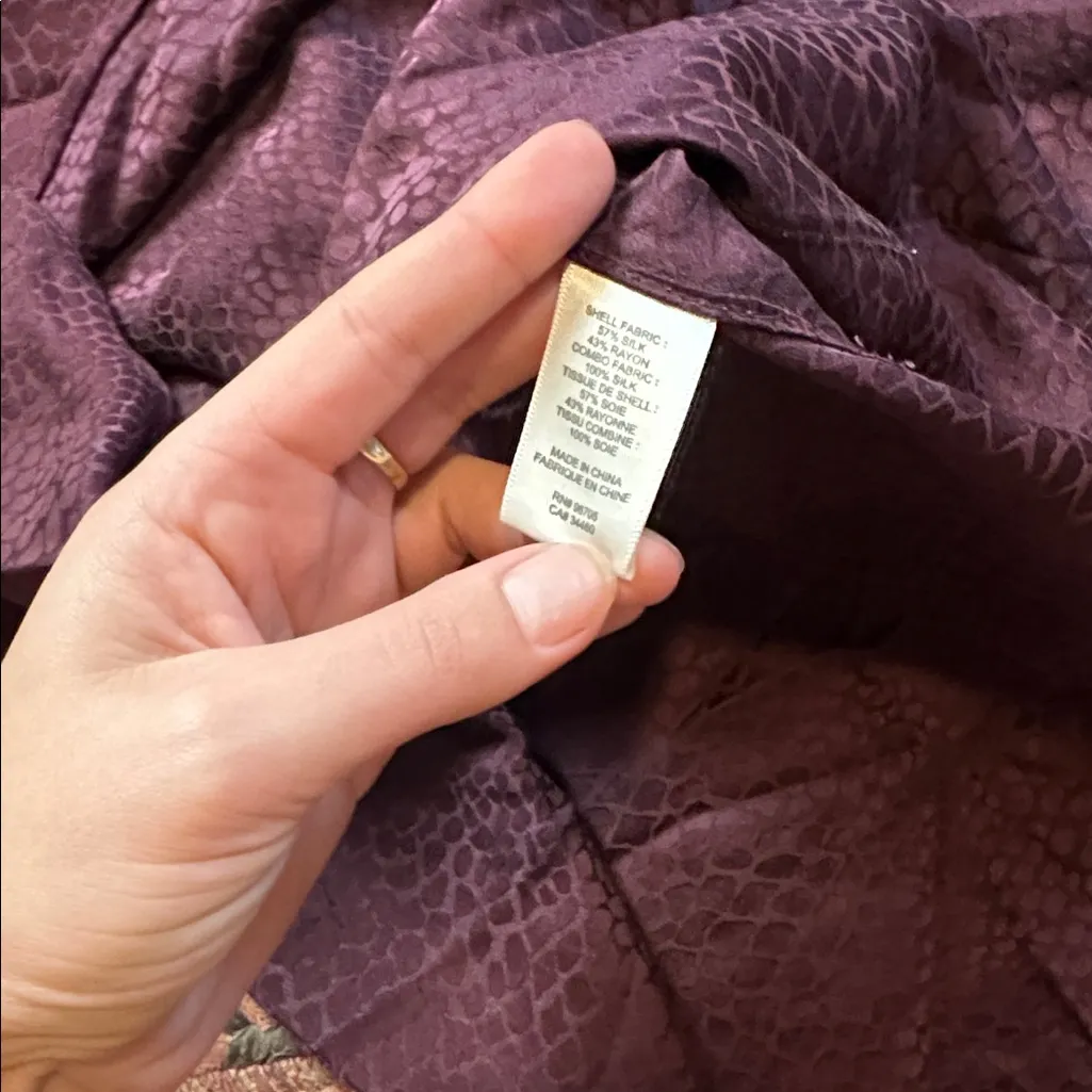 REBECCA TAYLOR MAROON SILK LONG SLEEVE BLOUSE - Image 4