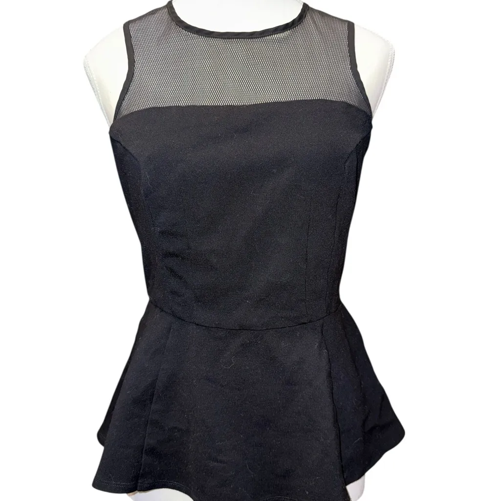 Boston Proper Sleeveless Mesh Peplum Top – Black - Size Small - Image 4