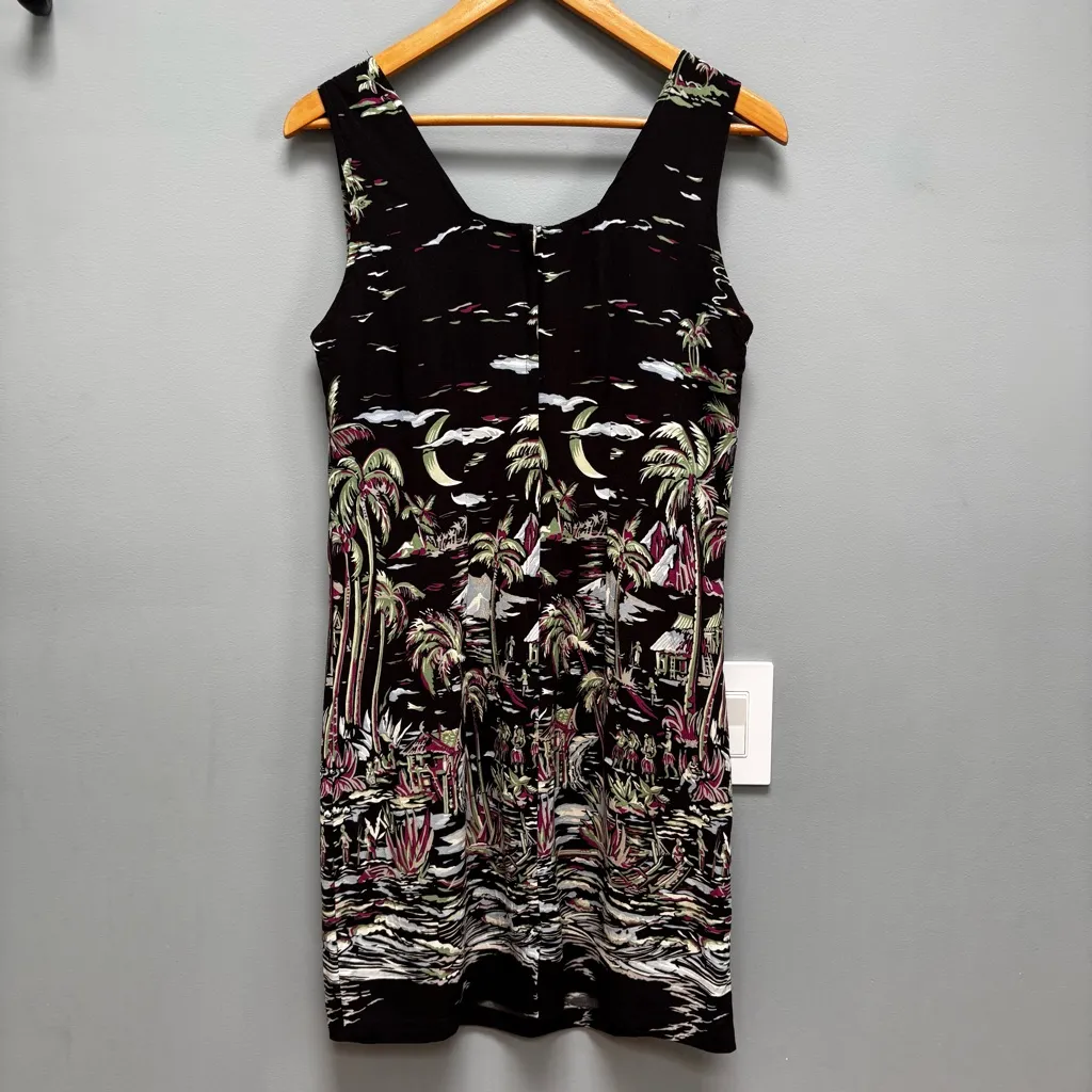 Vintage Reyn Spooner Hawaiian Sleeveless Dress S Black - Image 5