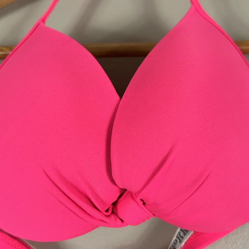 PINK Victoria’s Secret Hot Pink Halter Bikini Top - Image 2