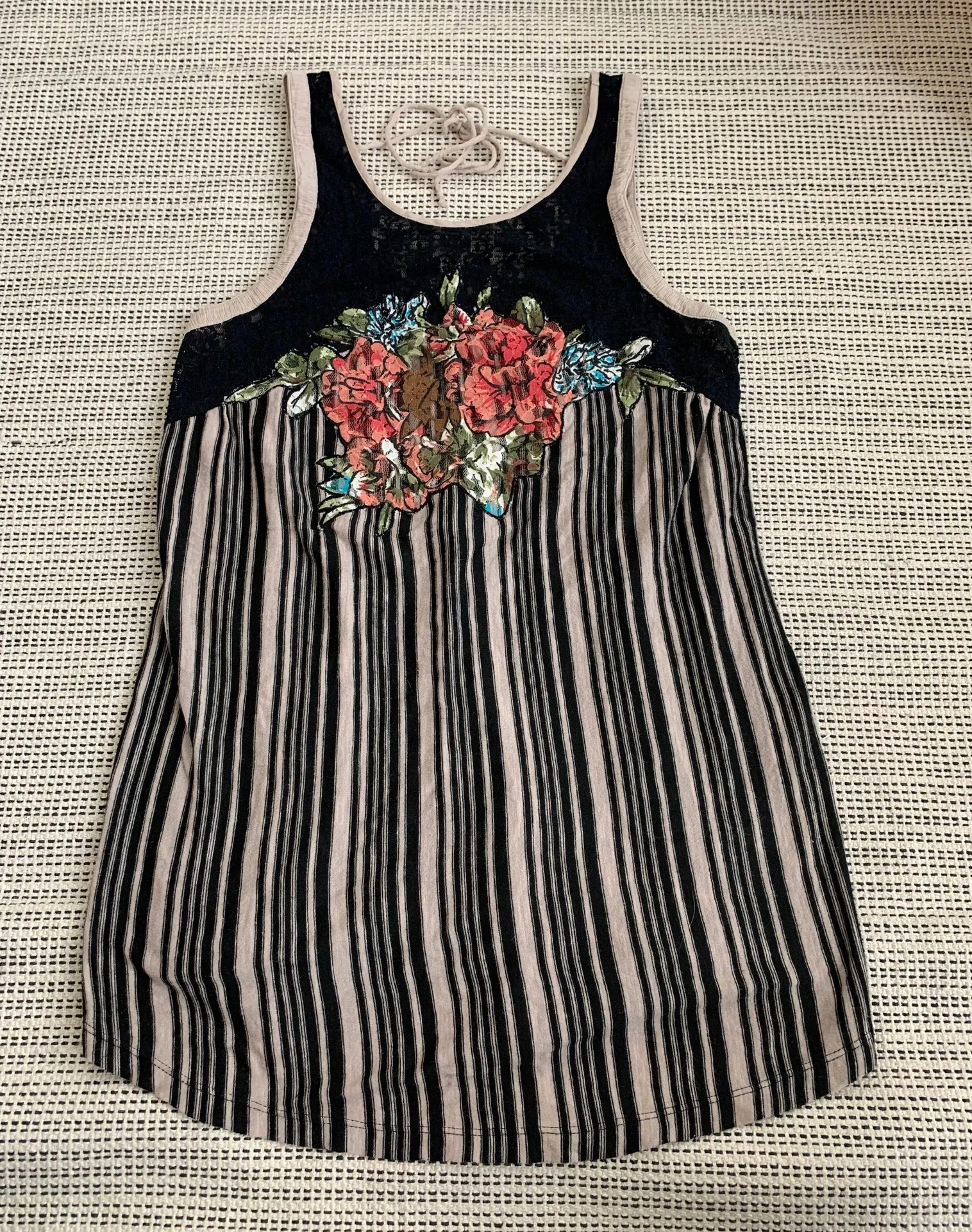 Sheer Striped Rosette Blouse S - Image 2