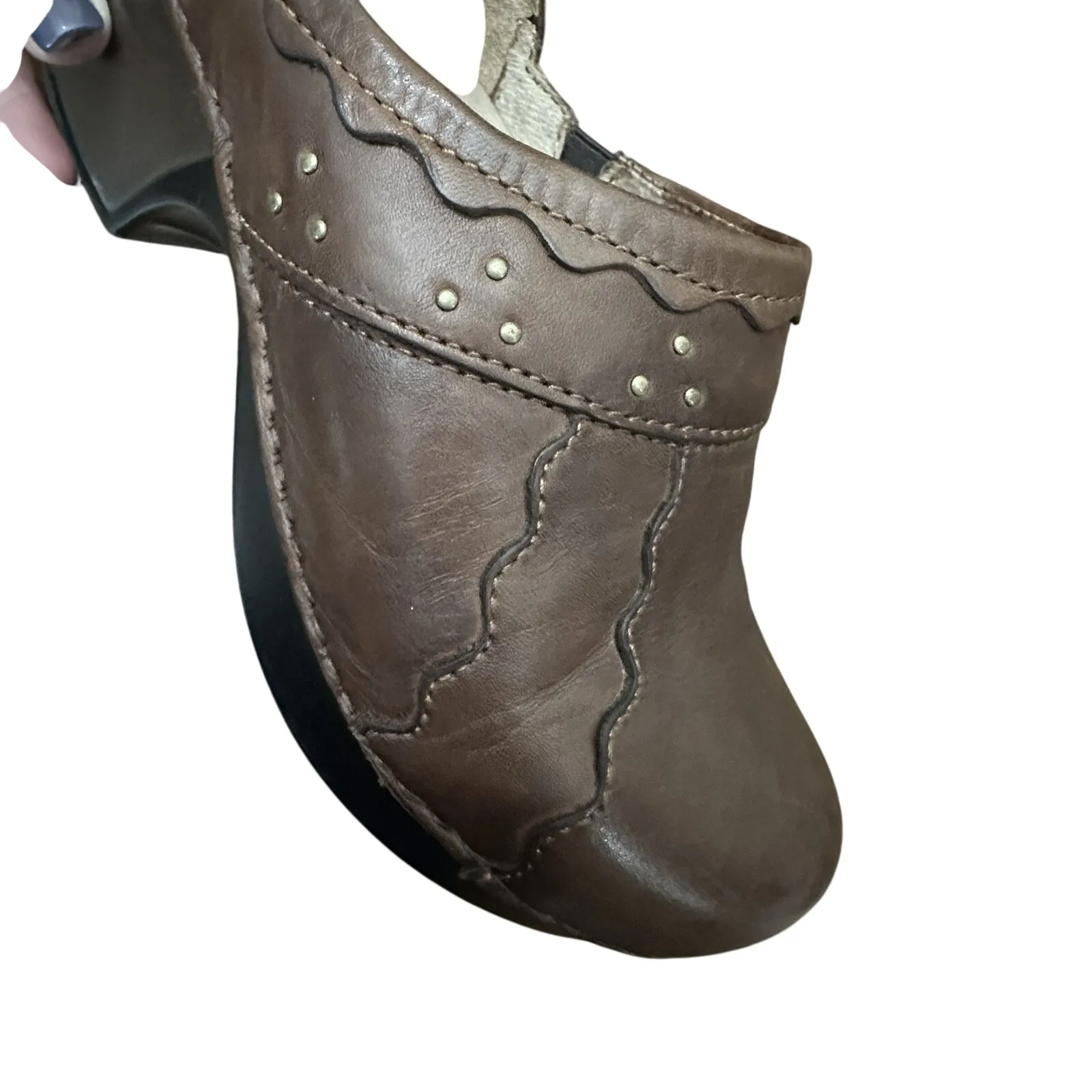 DANSKO Hailey Professional Staple Clog Mule Platform Nursing Shoe Studs 7.5-8/38 - Image 12