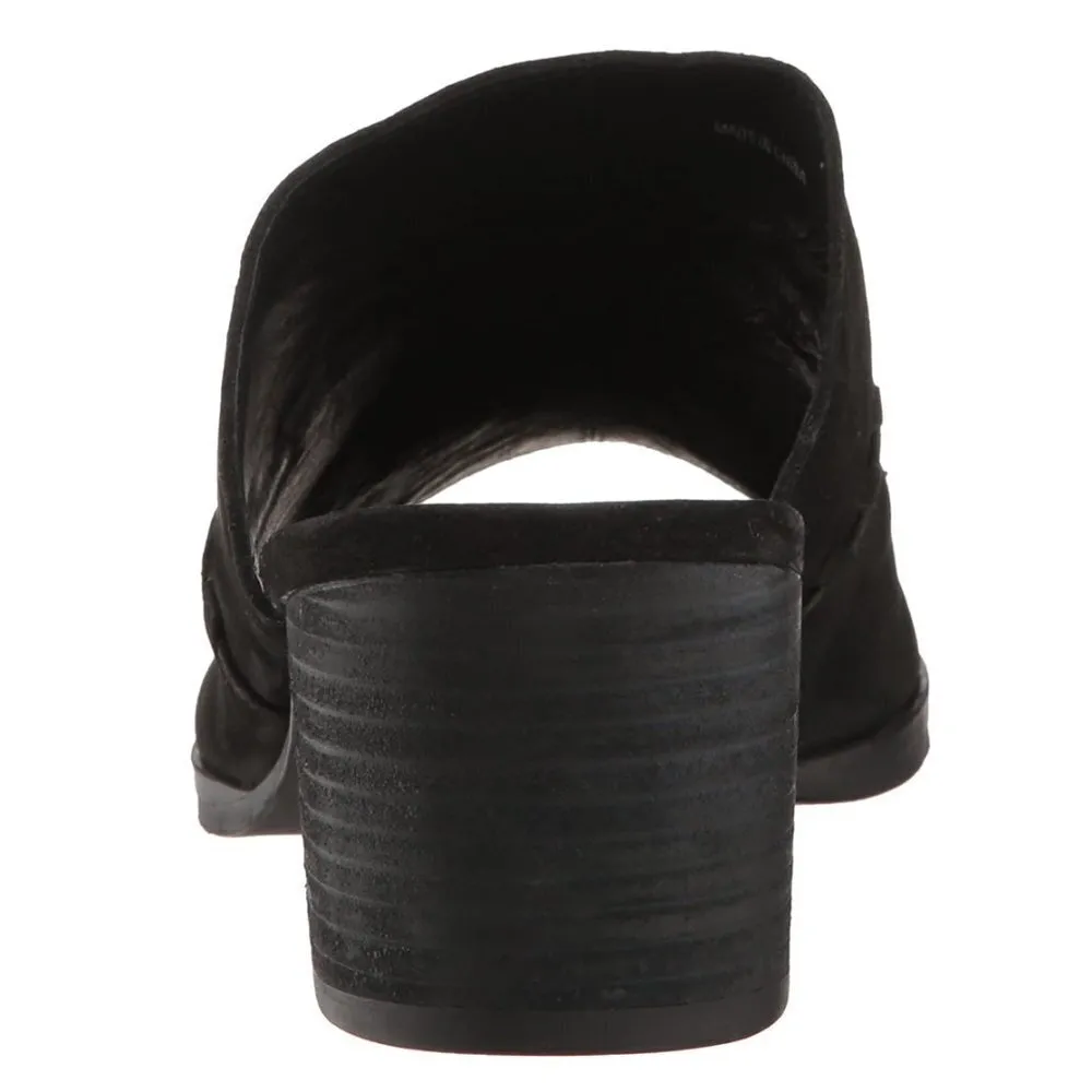 Eileen Fisher Kale Nubuck Leather Mule Slide 6 Block Heel Open Toe Braided Peep - Image 9