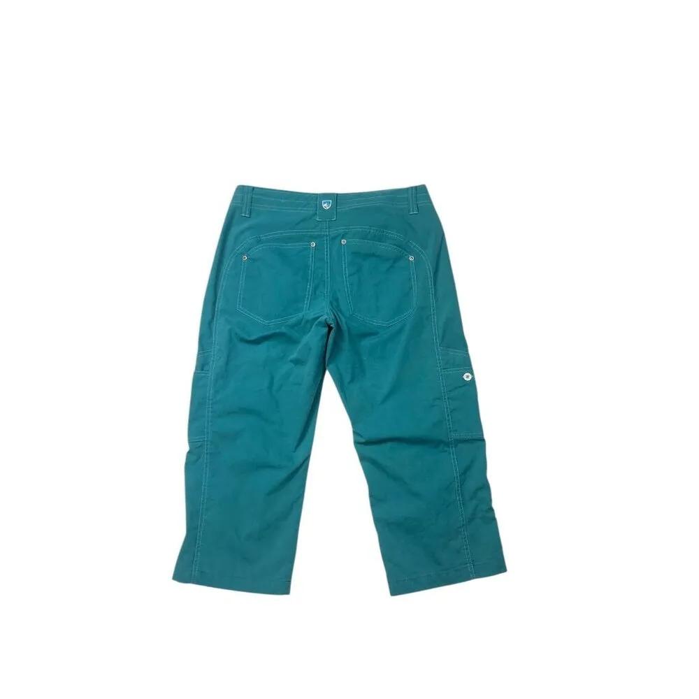 *KUHL Free Range Outdoor Hiking Capri Womens Size 4 Green Cargo Camping Fishing - Image 3