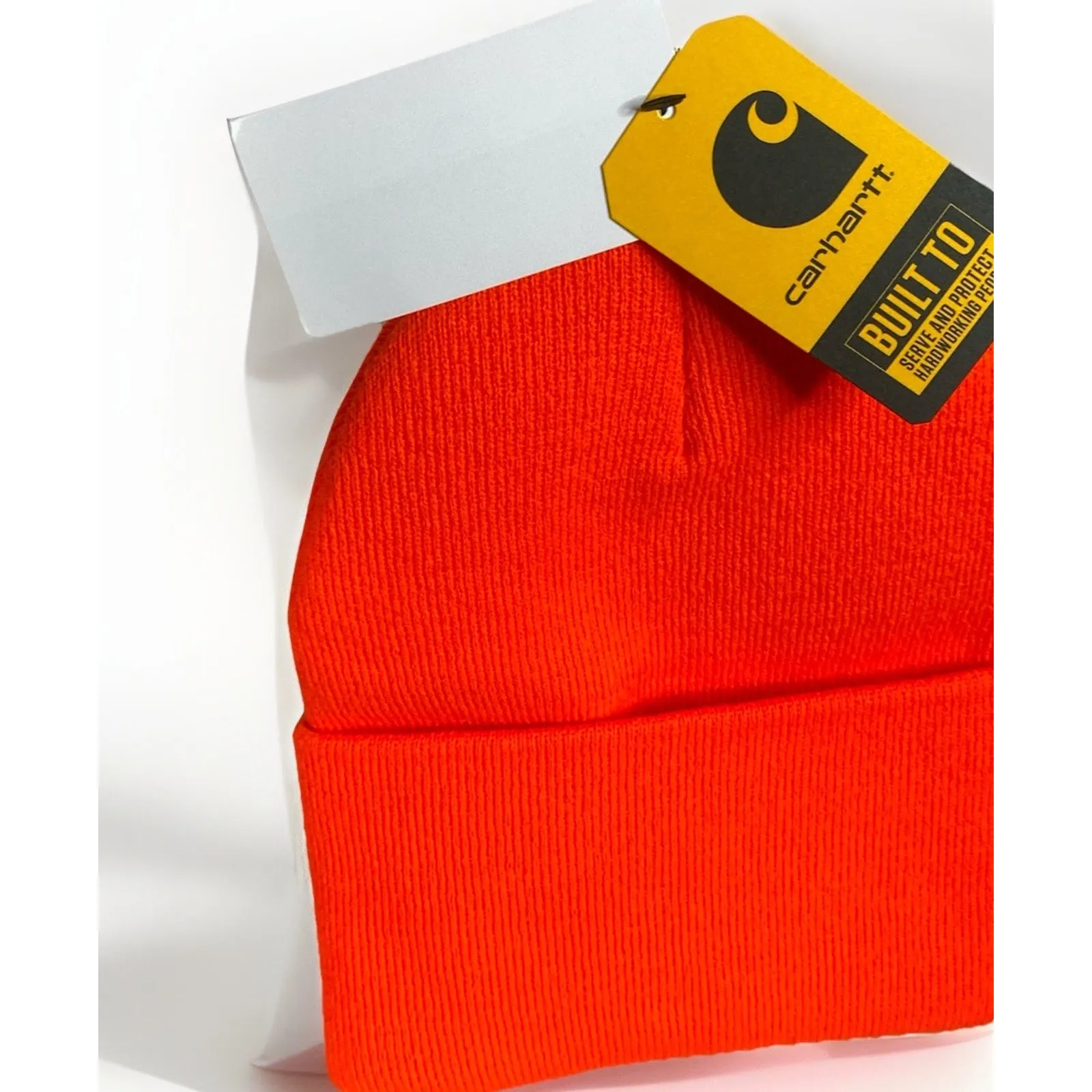 Carhartt Knit Cuffed Beanie Women/Mens One Size Orange A18 Outdoor New With Tags - Image 4