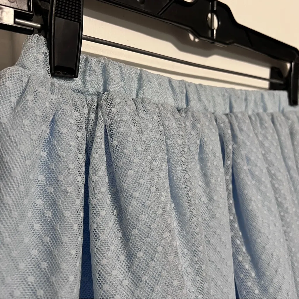 Hill House The Clara Tulle Tiered Dotted Mini Skirt Powder Blue Small :Box 0013: - Image 3