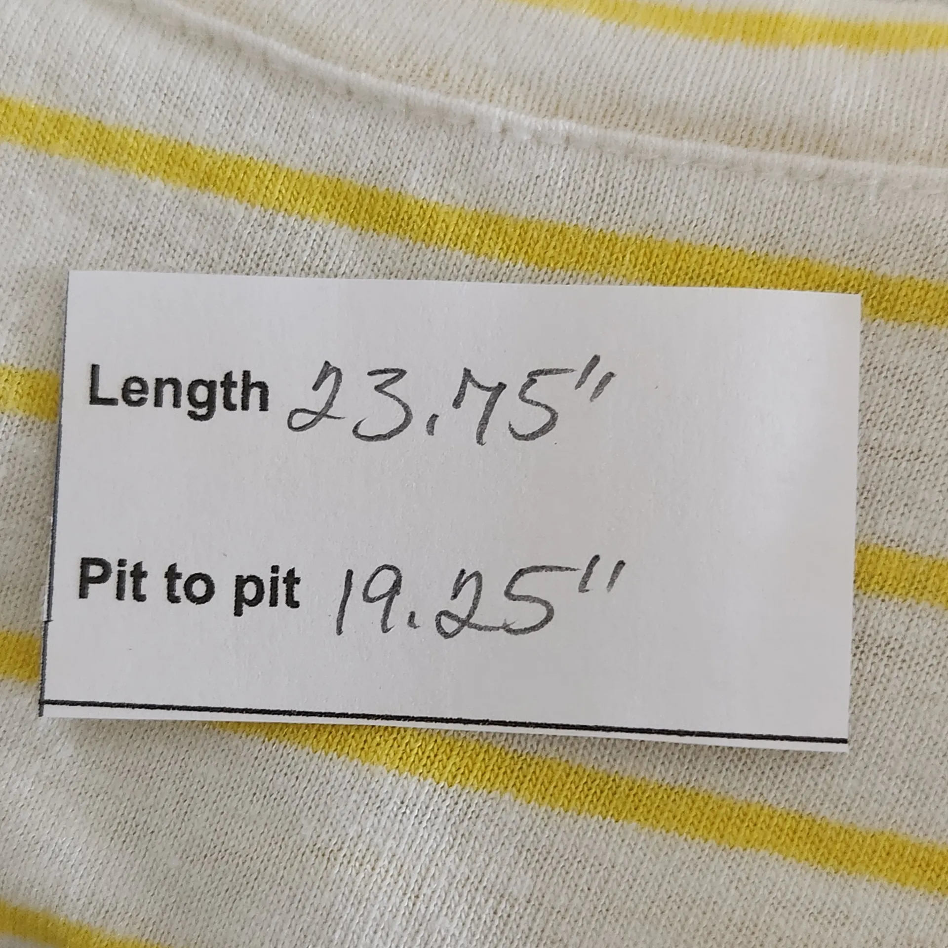 a loves a Yellow Striped Short Sleeve Tee with Tie Size Medium Linen Striped Tee - Image 2