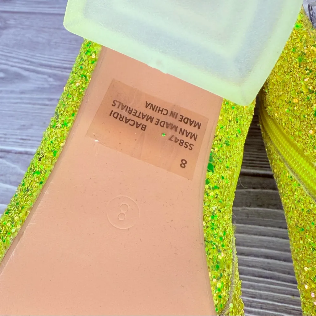 Glitter lemonade yellow / gold holographic ankle boots lucite heel size 7 shoes - Image 9