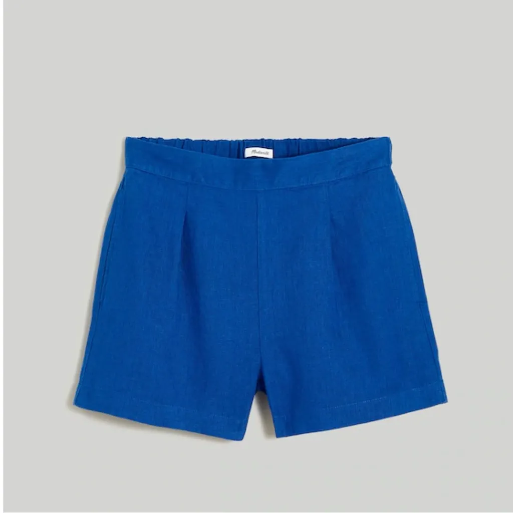 🆕 Madewell Clean Pull-On Shorts in 100% Linen |  Pure Blue - Image 4
