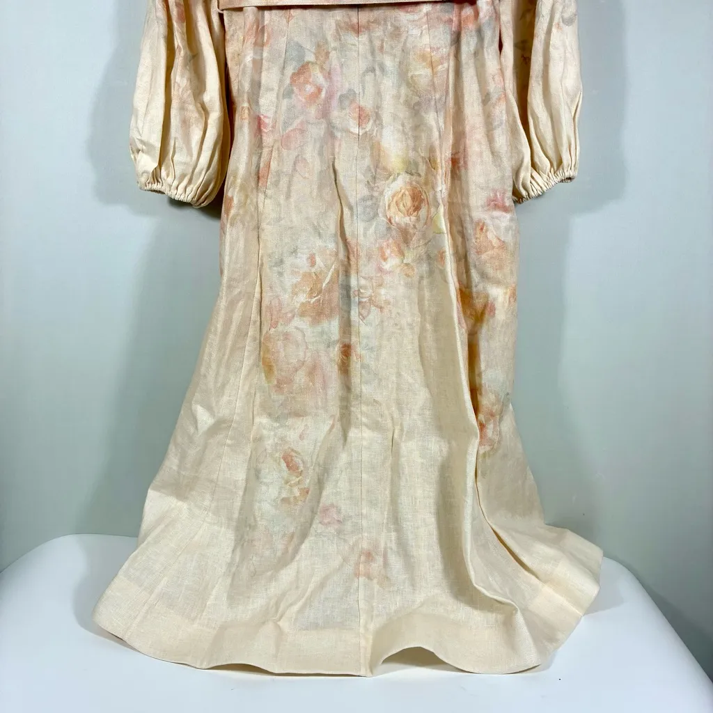 Zimmermann Crush Buttoned Belted Linen Midi Dress Ciara Floral US 8 NWT - Image 14