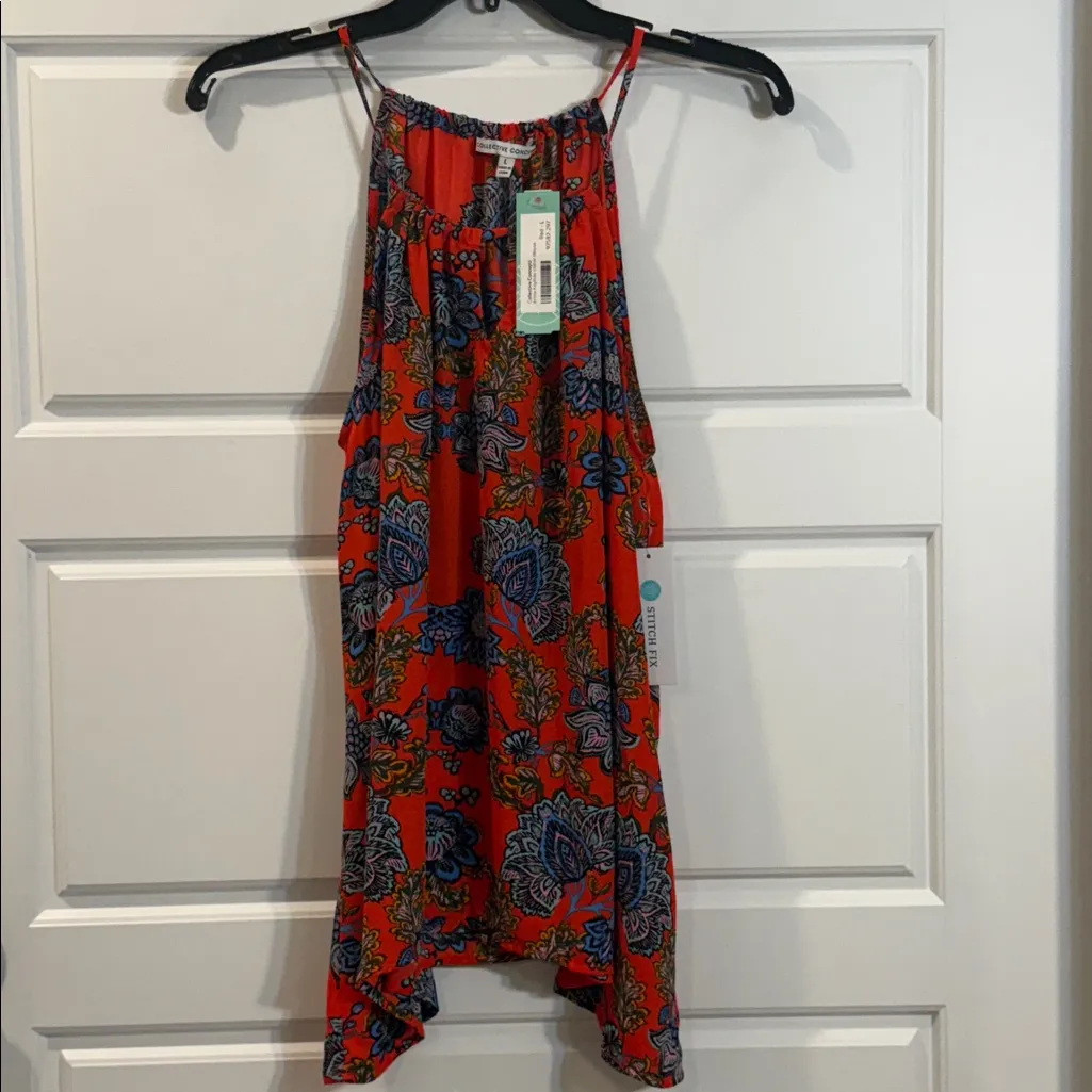 Collective Concepts Krissa Keyhole Halter Blouse Red Sleeveless Large NWT - Image 3