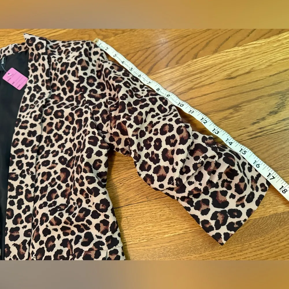 Leopard Print Women's Blazer 3/4 ruched sleeve size L Size L - Image 10