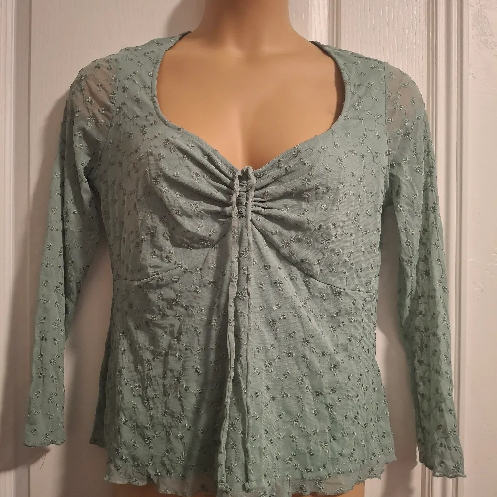 Torrid Sz 00 Green Floral Long Sleeve Top - Image 6
