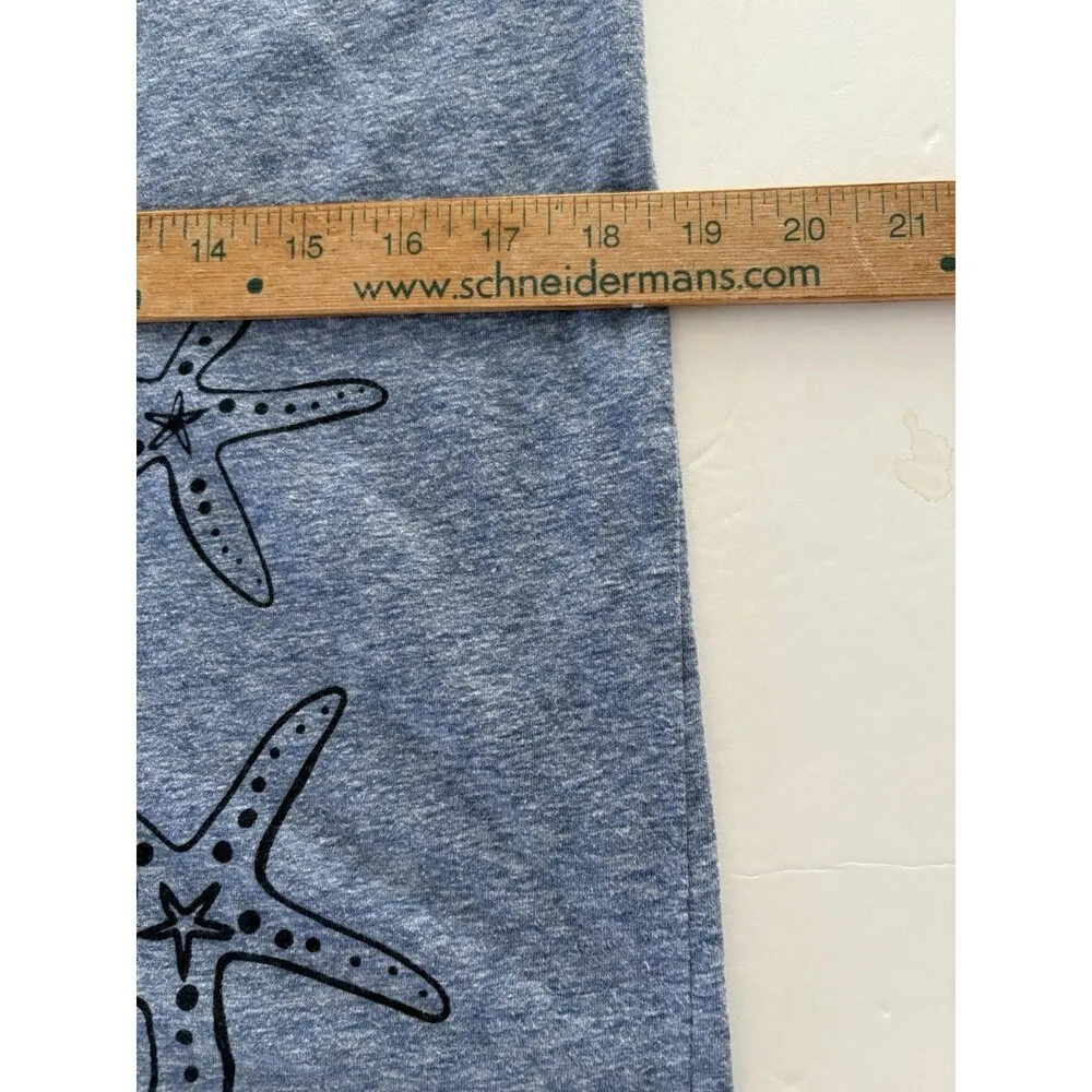Marushka Hand Printed Shirt Size M Heather Blue Starfish Mystic CT Beach Soft Size M - Image 10