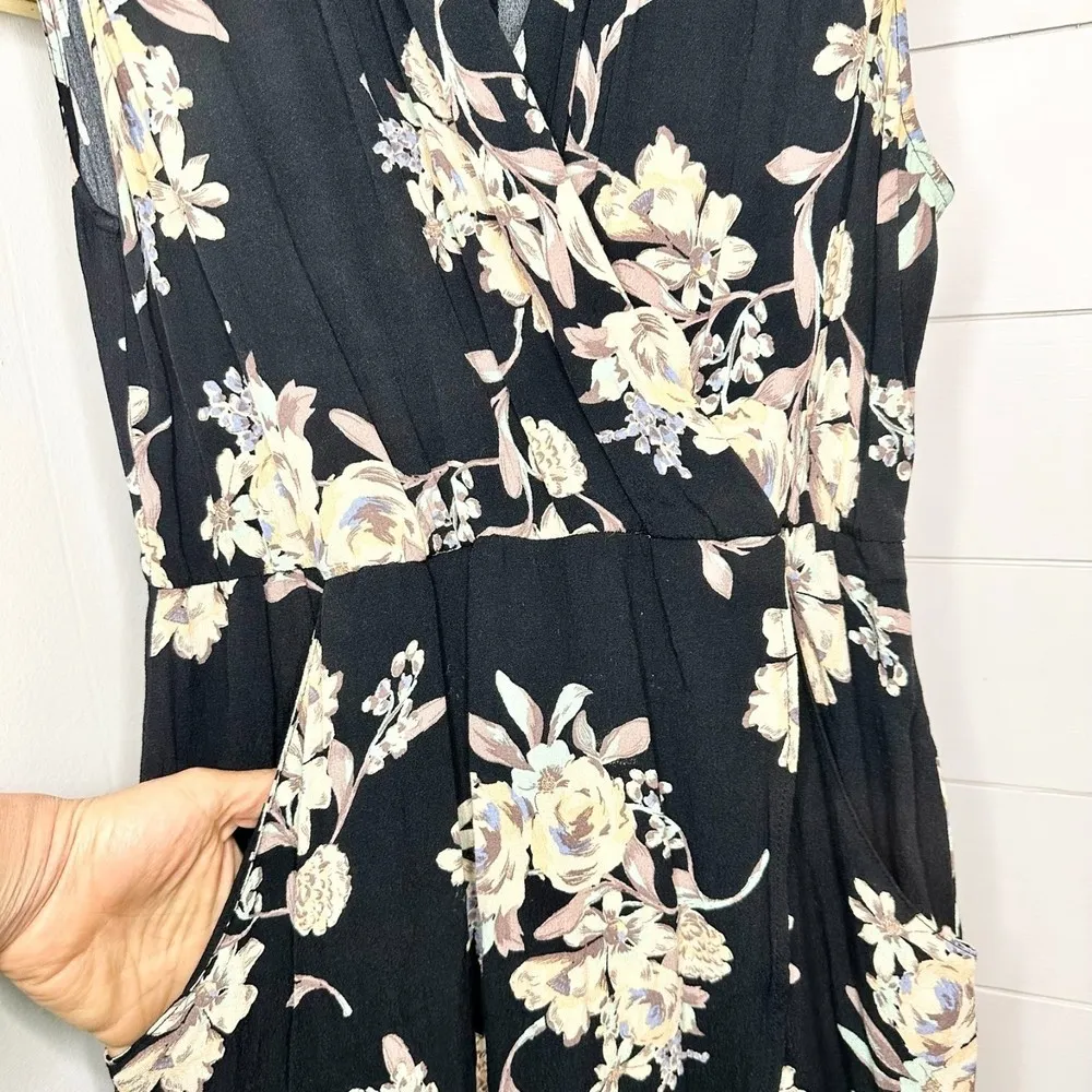 ASTR The Label Sleeveless Floral Hi Lo Faux Wrap Maxi Dress Black Size Medium - Image 6