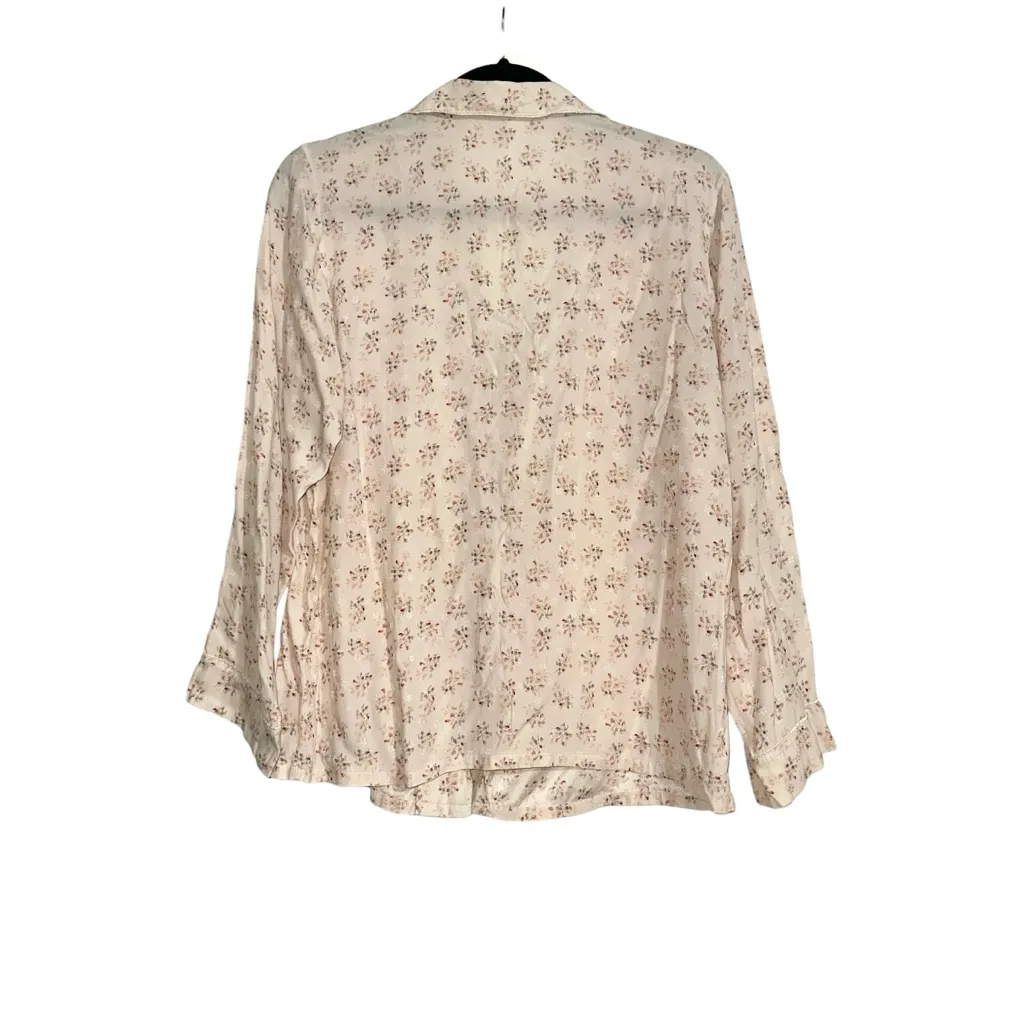 Everjey x Rebecca Taylor Silk Button Down Long Sleeve Floral Pajama Top SMALL - Image 3