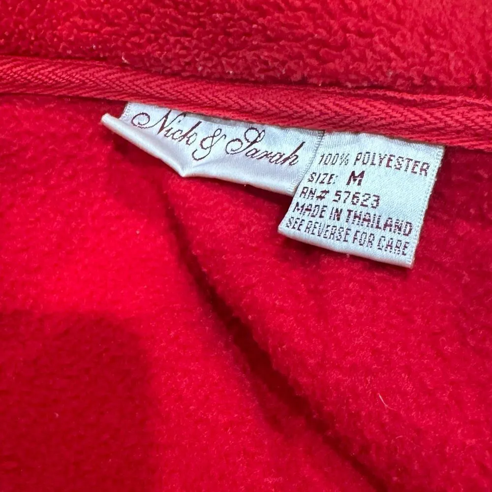 Nick & Sarah Vintage Red Zip Up Embroidered Snowflake Sweater Women’s Medium - Image 2