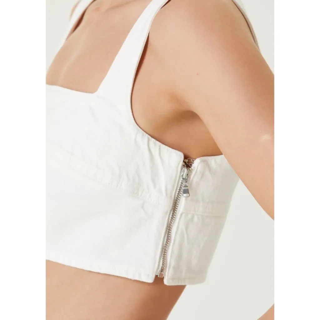 Loulou Studio Anet Bra Top in Ivory XSmall New Womens Denim Crop Tank White Size XS - Image 3