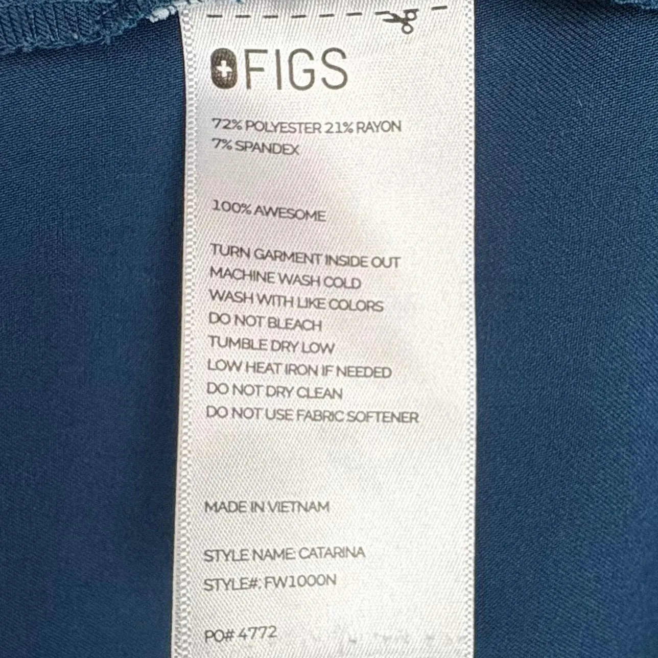 Figs Catarina One-Pocket Scrub Top Blue V-Neck Darted Back Short Sleeve Size XXL - Image 4