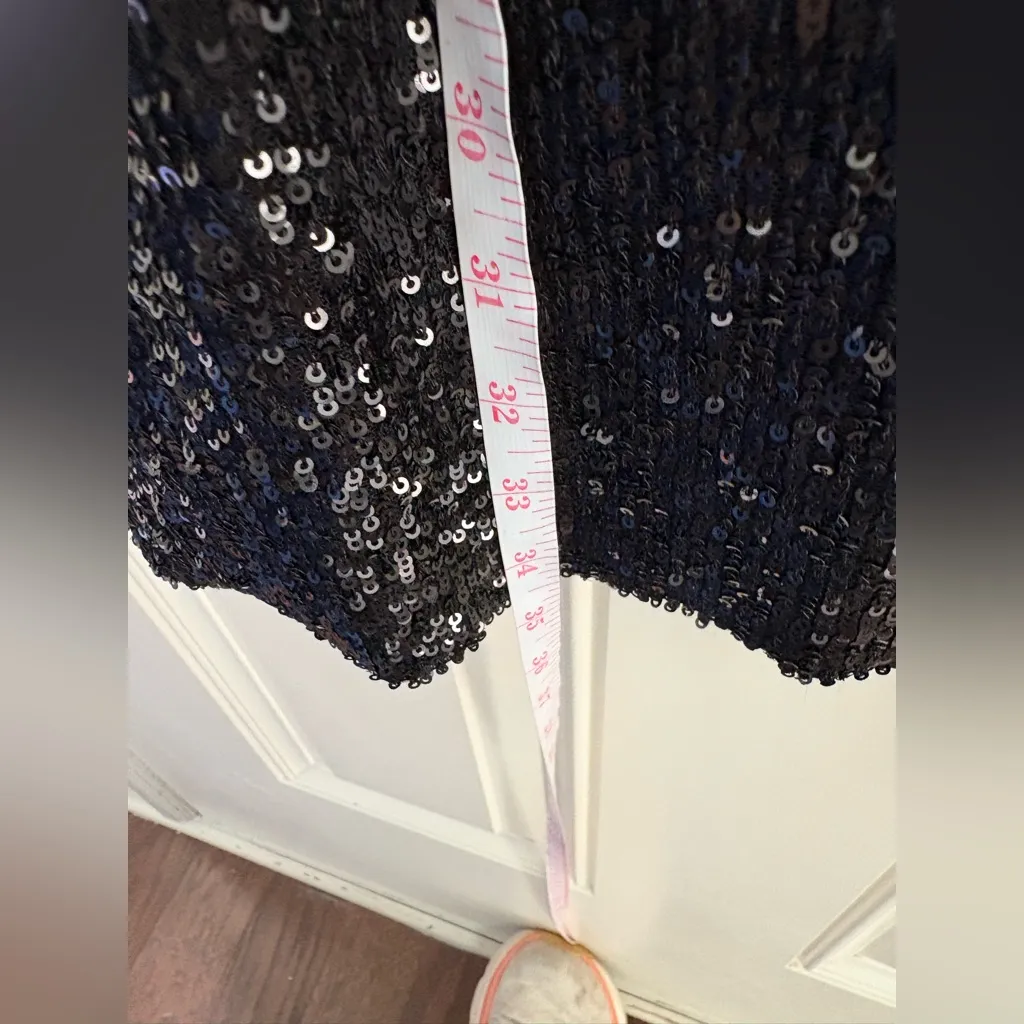 Ramy Brook Becky Long Sleeve Sequin Deep V-neck Cocktail Dress in Black Size 10 - Image 7