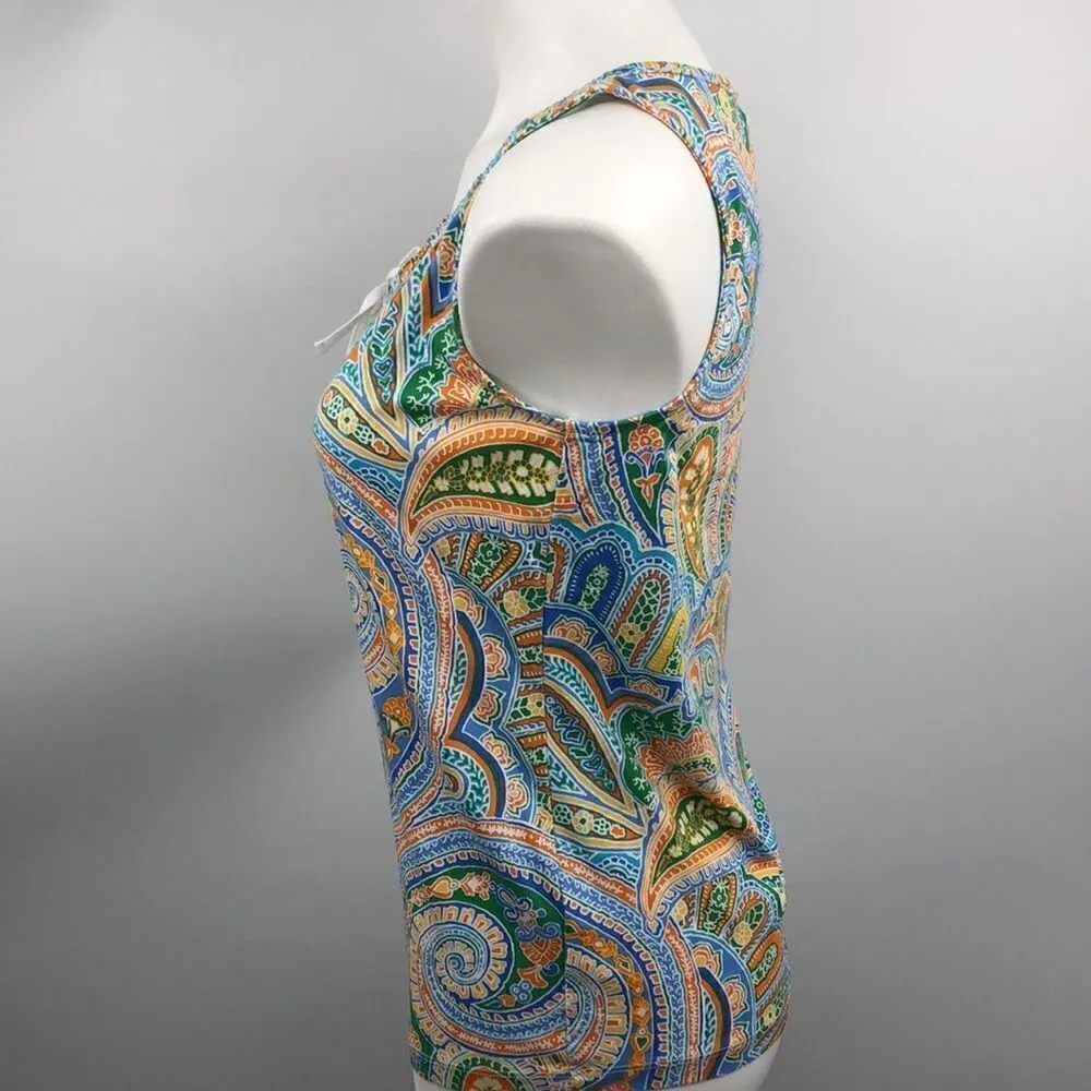 Jones New York sleeveless paisley orange blue top - Image 3