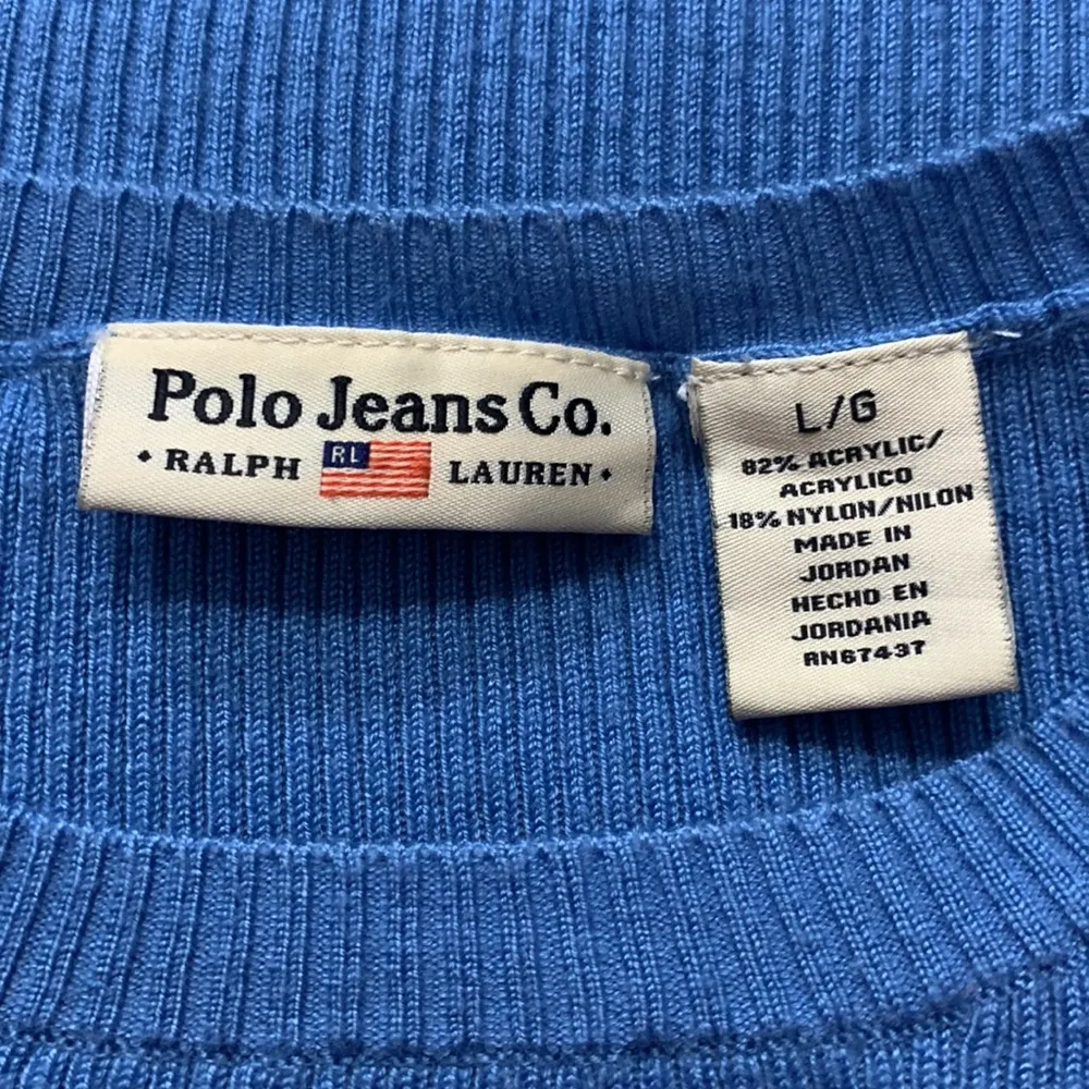 Ralph Lauren Vintage Polo Jeans Co Long Sleeve Light Blue Sweater large - Image 8