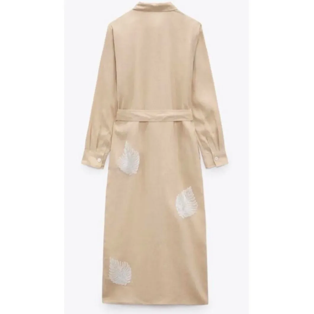 Zara Limited Edition Linen Dress With Beading‎ Size M Blogger Favorite - Image 4