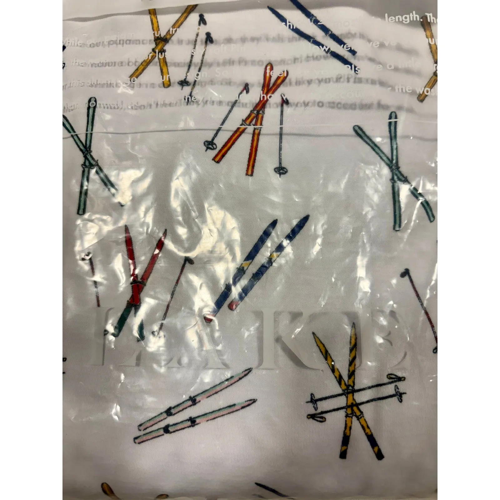 Lake Pajamas Pima Crew Long Short Set Vintage Skis Sz XL New NWT White - Image 2