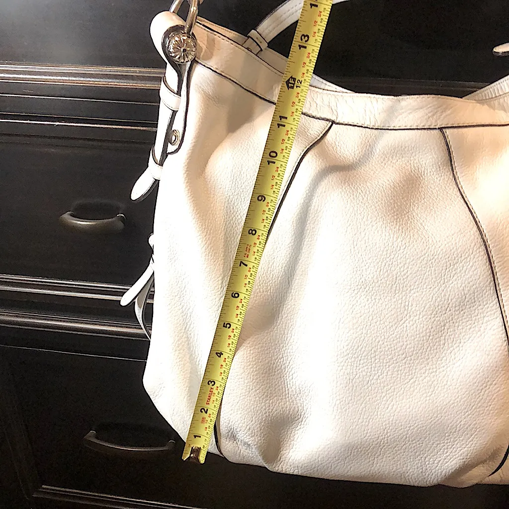B. MAKOWSKY Ivory White Leather Hobo Bag with Ocelot Leopard Print Lining - Image 8
