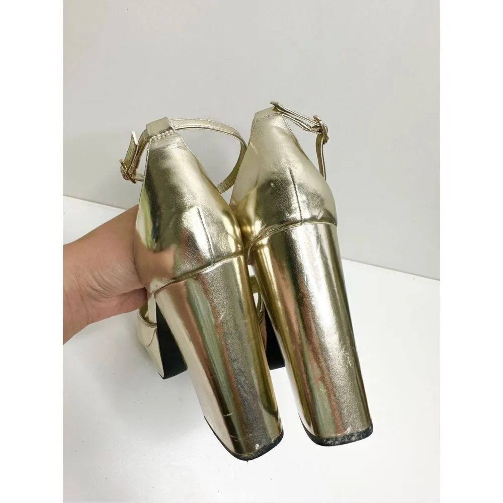 Open Edit Platform Size 9.5 Gold Kimber Ankle Strap Sandal - Image 6