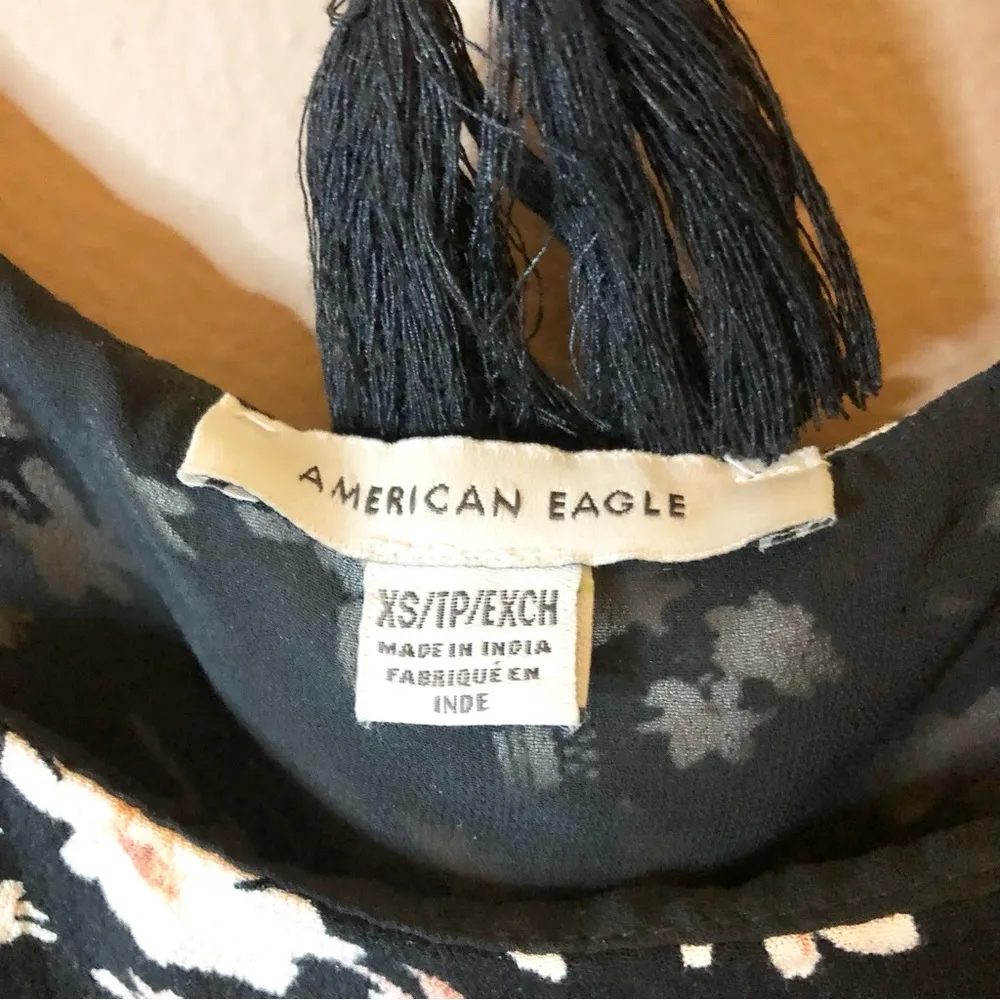 American Eagle floral printed puff 3/4‎ sleeve babydoll dress black xs - Image 6