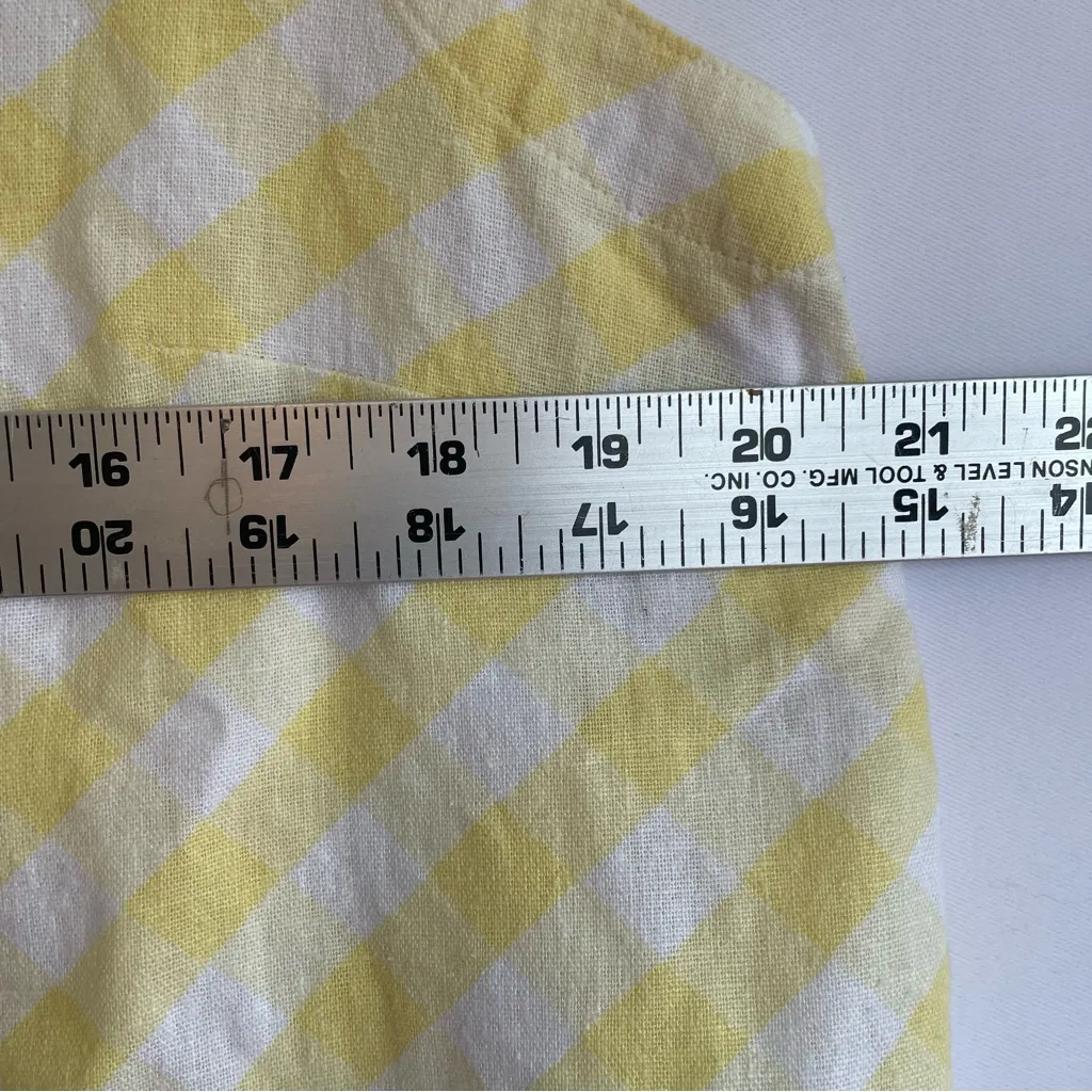 Liz Claiborne Split Crew Neck Sleeveless Top Women’s Large Yellow White Plaid - Image 5