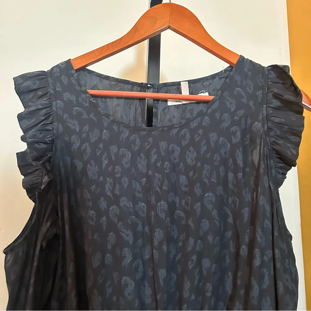 Avec Les Filles Lucy Romper Leopard Print Ruffle Sleeve Open Back Black Size M - Image 3
