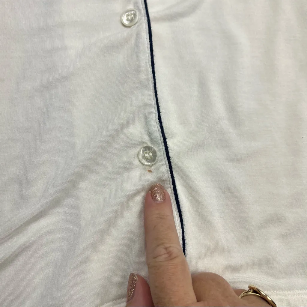 Eberjey Pajama Top Women’s Size Small Cream Short Sleeve Button Front *FLAWED‎ - Image 4