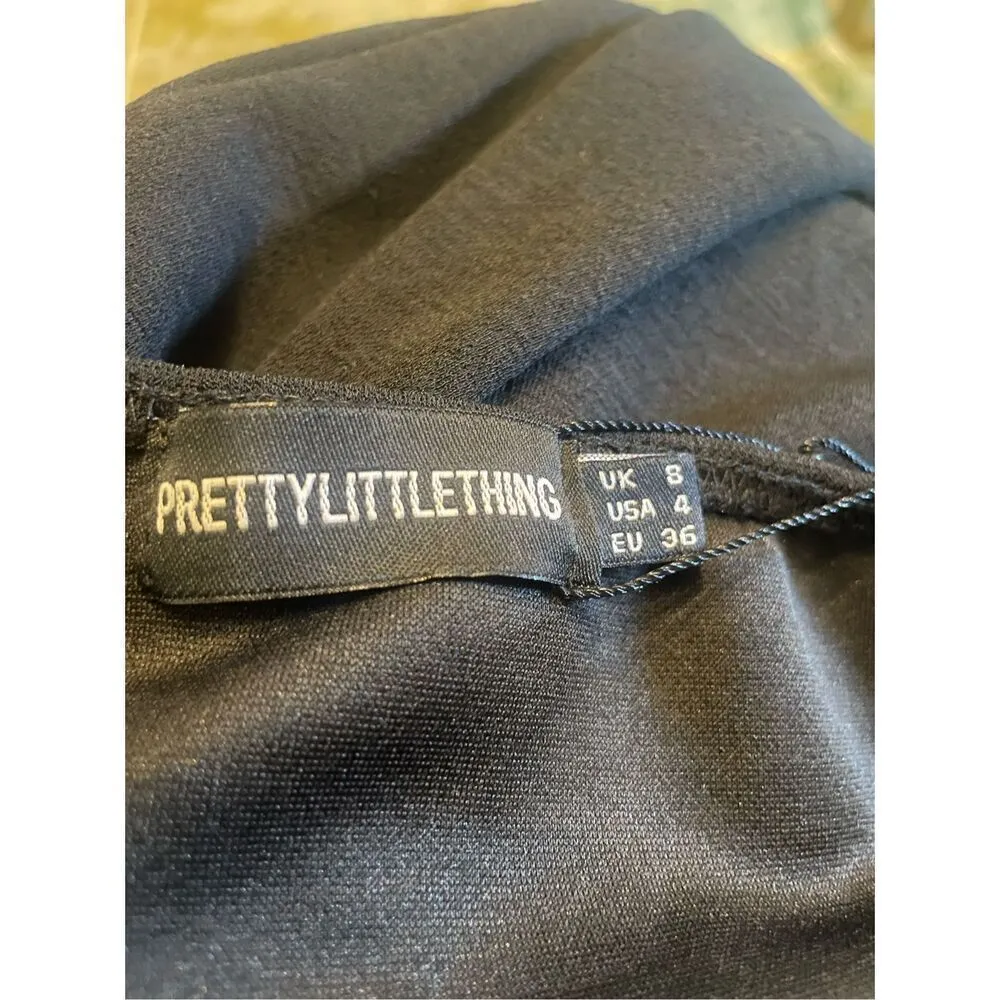 NWT Pretty Little Thing long maxi skirt Textured chain details Black Size 4 - Image 5