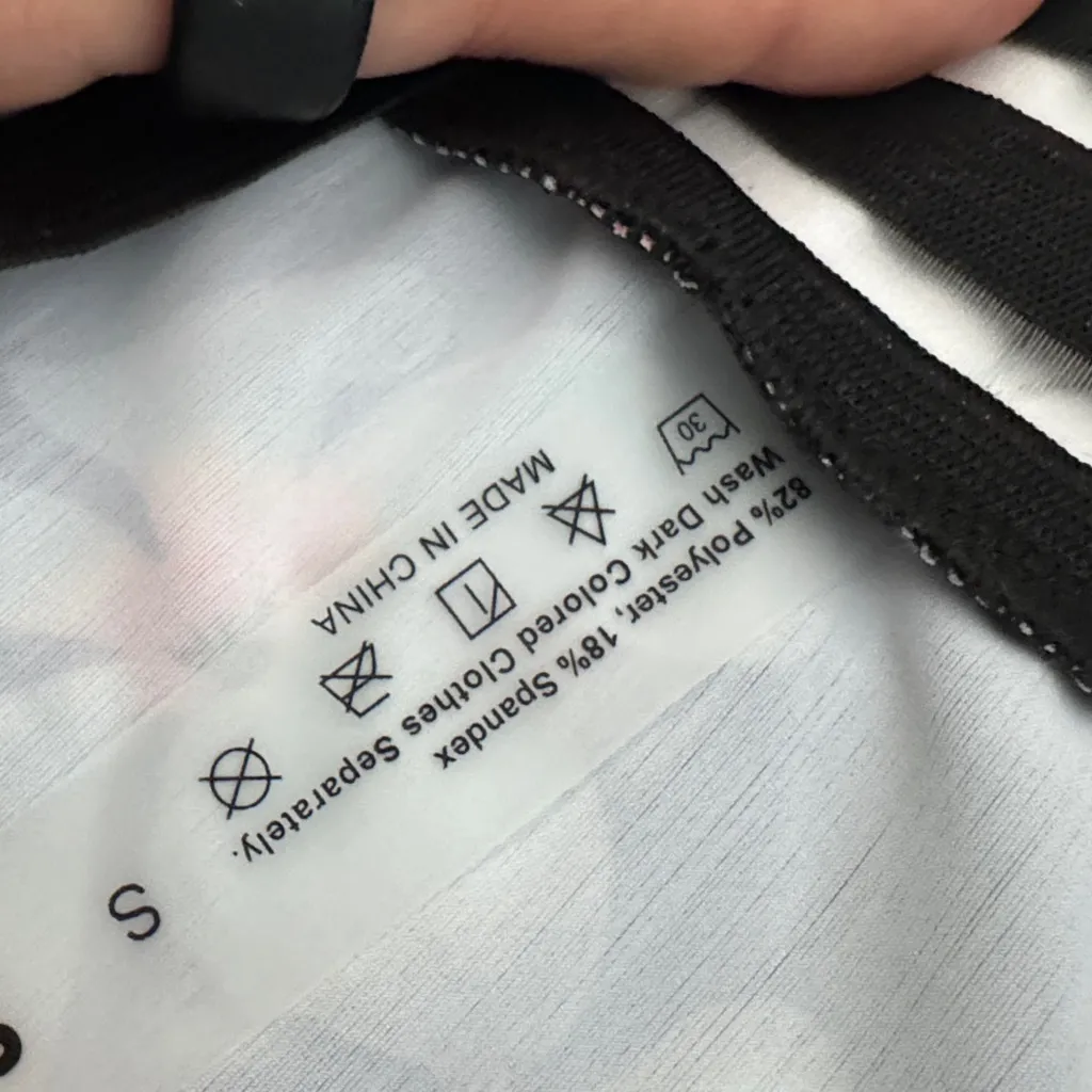 Women small Tropical Floral high waist Bikini Set sheer stripes v neck top Black - Image 4