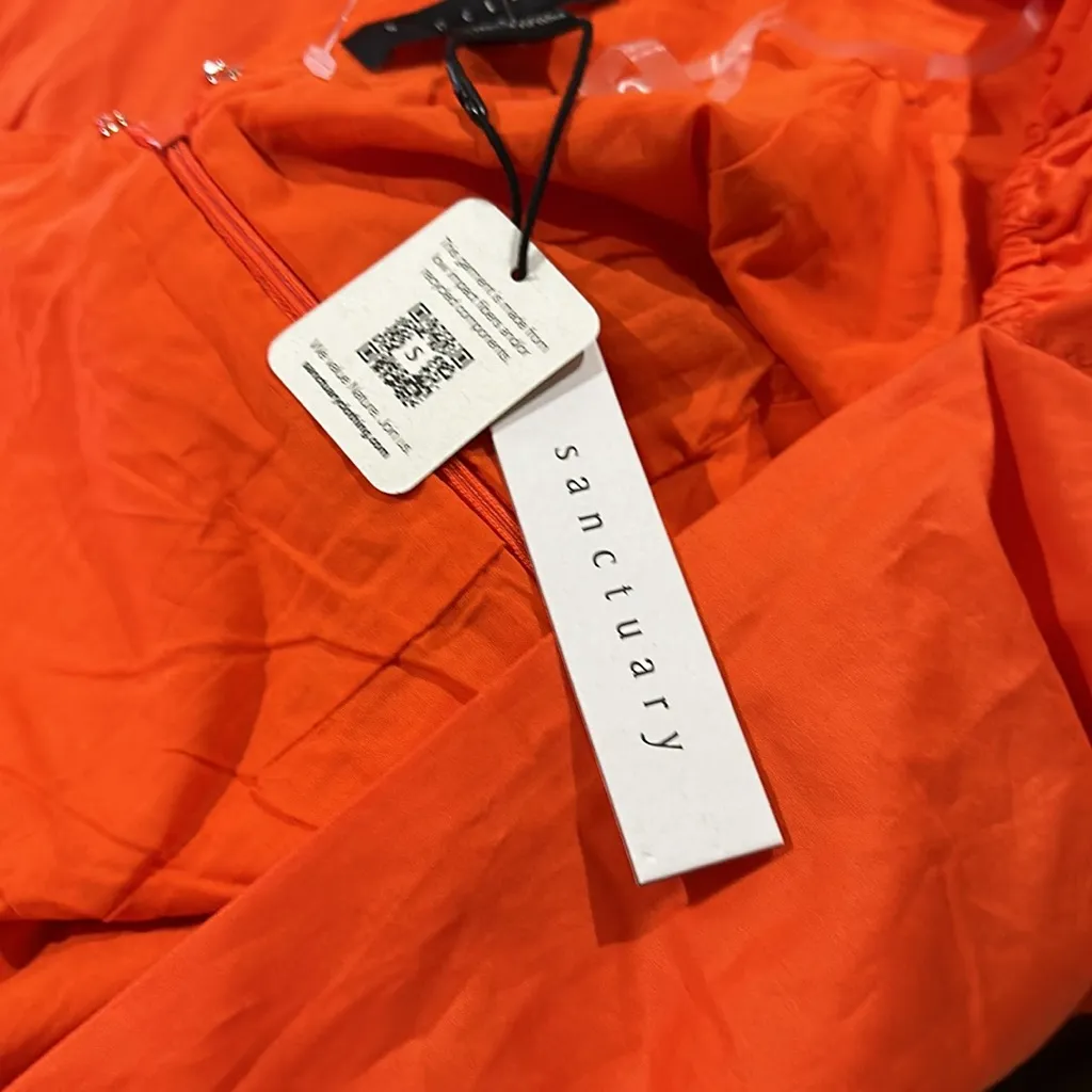 NWT Sanctuary Women's Solid Resort Puff-Sleeve Poplin Dress - Image 7